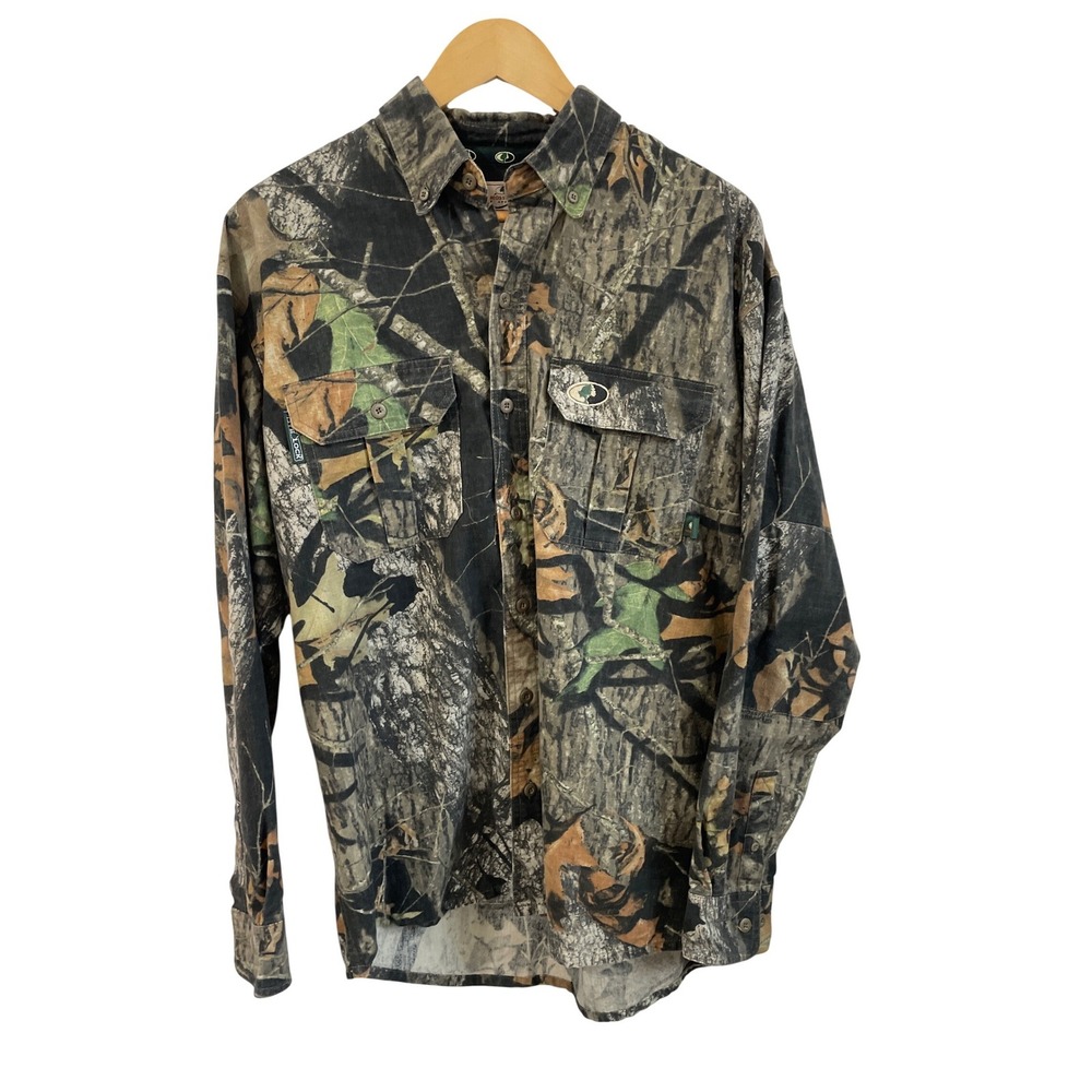 Mossy Oak Mens Limbhanger Ripstop Camo‎ Button Down Shirt Medium Hunting